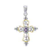 Victorian Cross Sterling Silver and 18K Gold Accent Pendant MPD3956