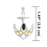Hold on to your life's rope and anchor ~ Sterling Silver Jewelry Pendant with 14k Gold accent MPD4049 - Jewelry