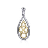Modern Celtic Knot Silver and 14K Gold Accent Pendant MPD4197 - Jewelry
