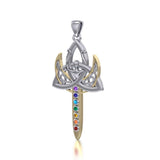 Silver and Gold Trinity Goddess Pendant with Chakra Gemstone MPD5151 - Jewelry