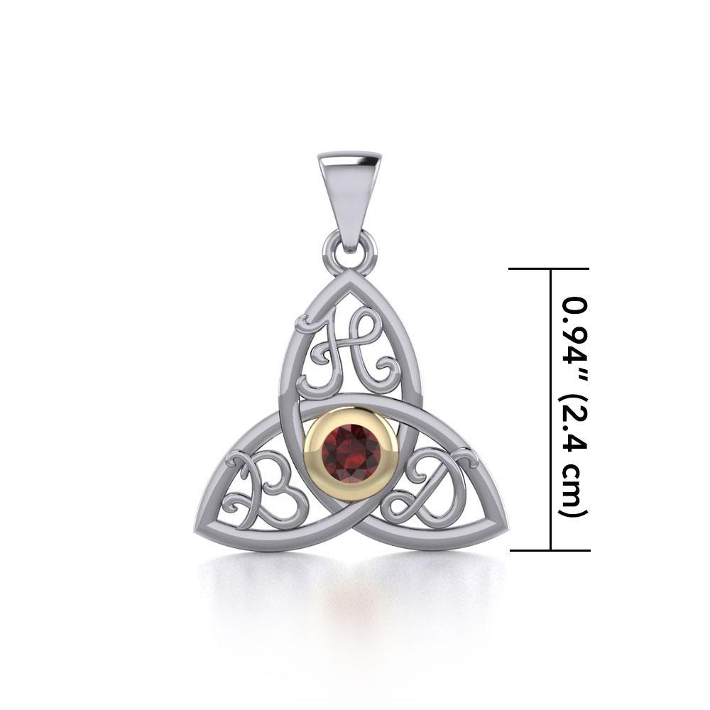 HBD Happy Birthday Monogramming Trinity Knot Silver and Gold Gemstone Pendant MPD5163 - Jewelry