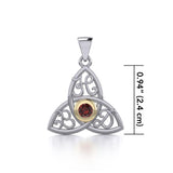HBD Happy Birthday Monogramming Trinity Knot Silver and Gold Gemstone Pendant MPD5163 - Jewelry