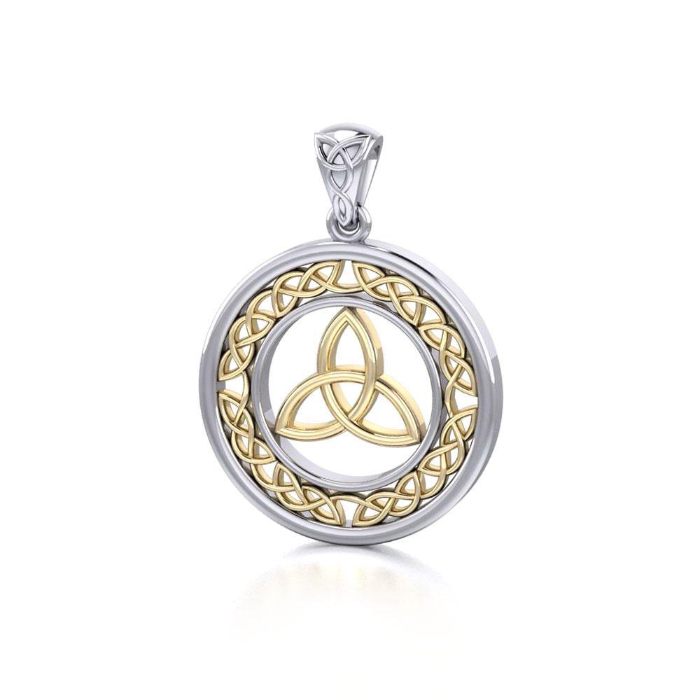 Trinity Knot Silver and 14K Gold Plated Pendant MPD711 - Jewelry