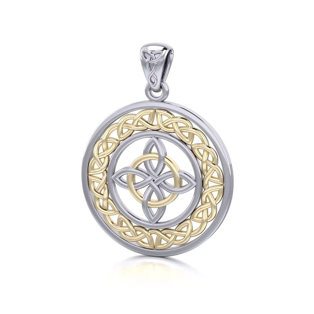 Celtic Knotwork Sterling Silver with 14K Gold accent Pendant MPD728 - Jewelry