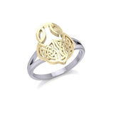 A celebration of the Celtic heritage ~ Celtic Knotwork Sterling Silver Ring with 14k Gold Accent MRI1588 - Jewelry