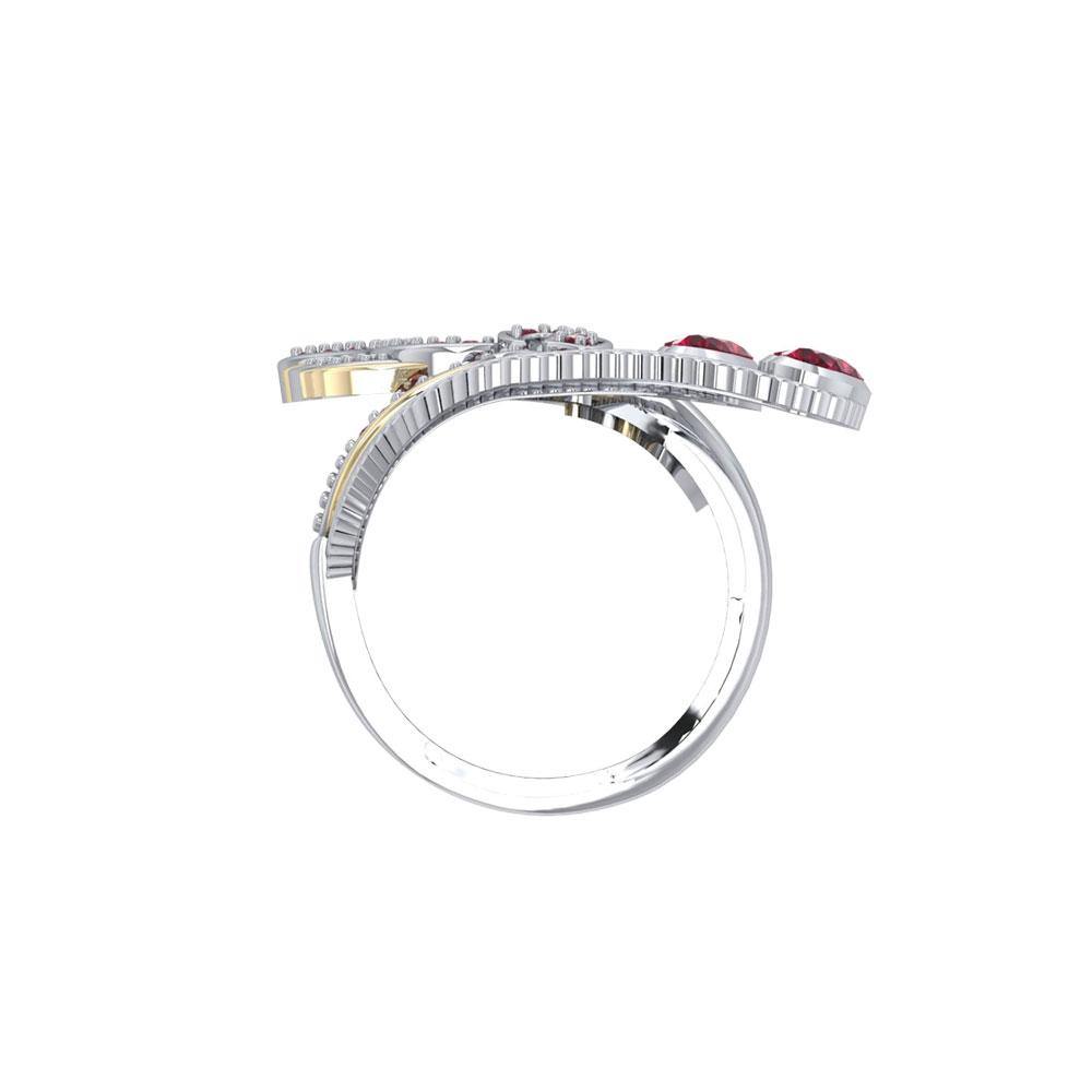 Mythical Phoenix arise! ~ Sterling Silver Jewelry Ring with 14k Gold and Gemstone Accents MRI1741 - Jewelry