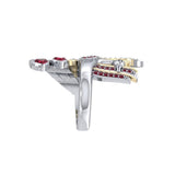 Mythical Phoenix arise! ~ Sterling Silver Jewelry Ring with 14k Gold and Gemstone Accents MRI1741 - Jewelry