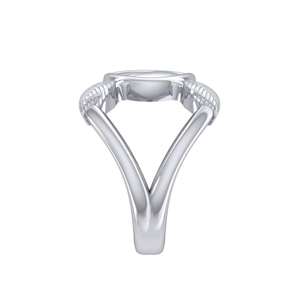 Peace and Feathers Silver and Gold Ring MRI1747 - Jewelry