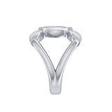 Peace and Feathers Silver and Gold Ring MRI1747 - Jewelry