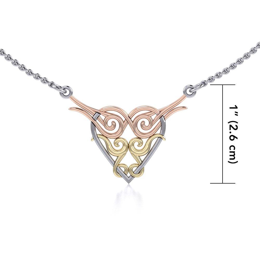 Celtic Spiral Heart Three Tone Necklace OTN276 - Jewelry