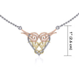Celtic Spiral Heart Three Tone Necklace OTN276 - Jewelry