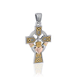 Celtic Cross and Irish Claddagh Three Tone Pendant OTP1704 - Jewelry