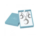 Crescent Moon Sterling Silver Pendant Chain and Earrings Box Set SET010