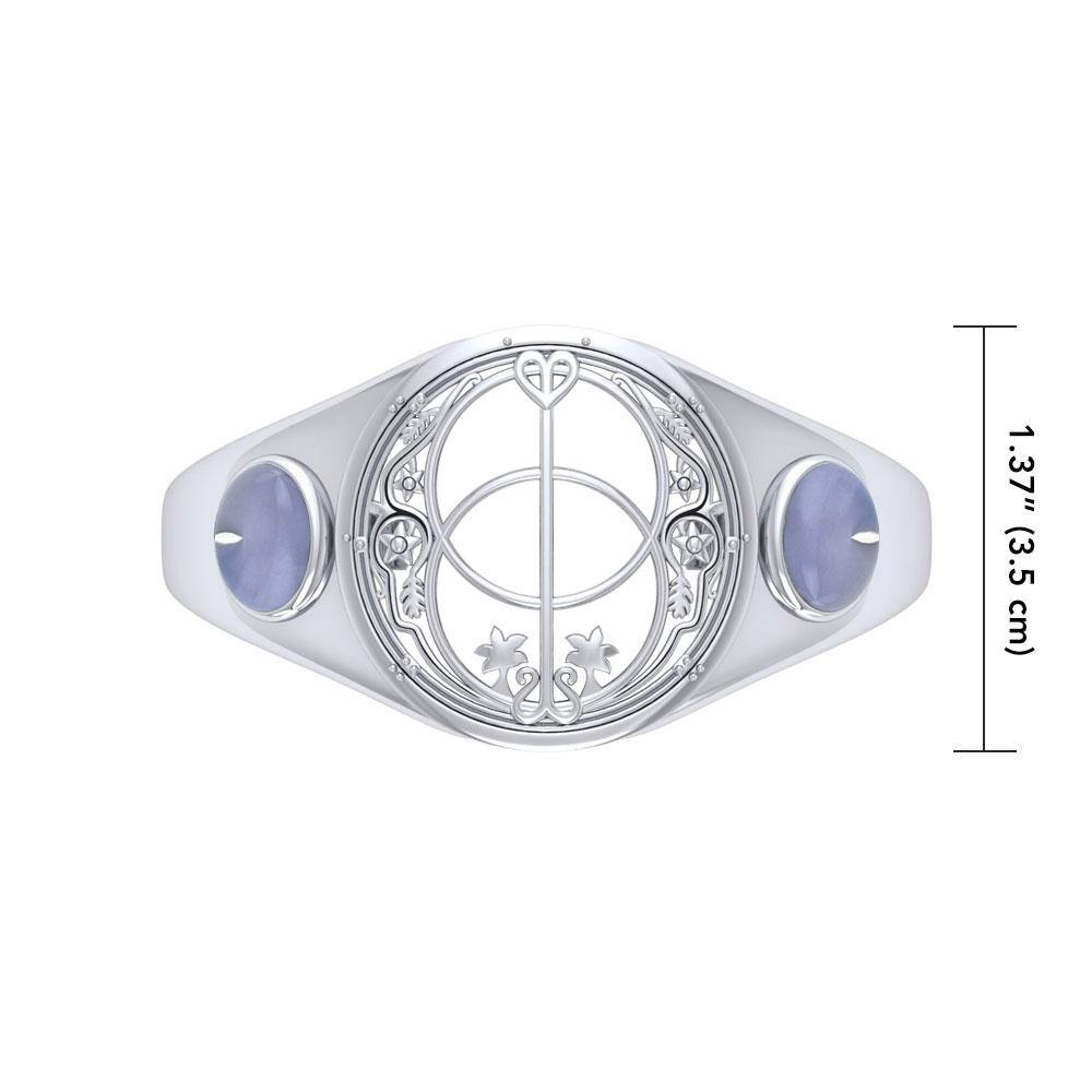 Chalice Well Silver Cuff Bracelet with Gems TBA003 - Jewelry