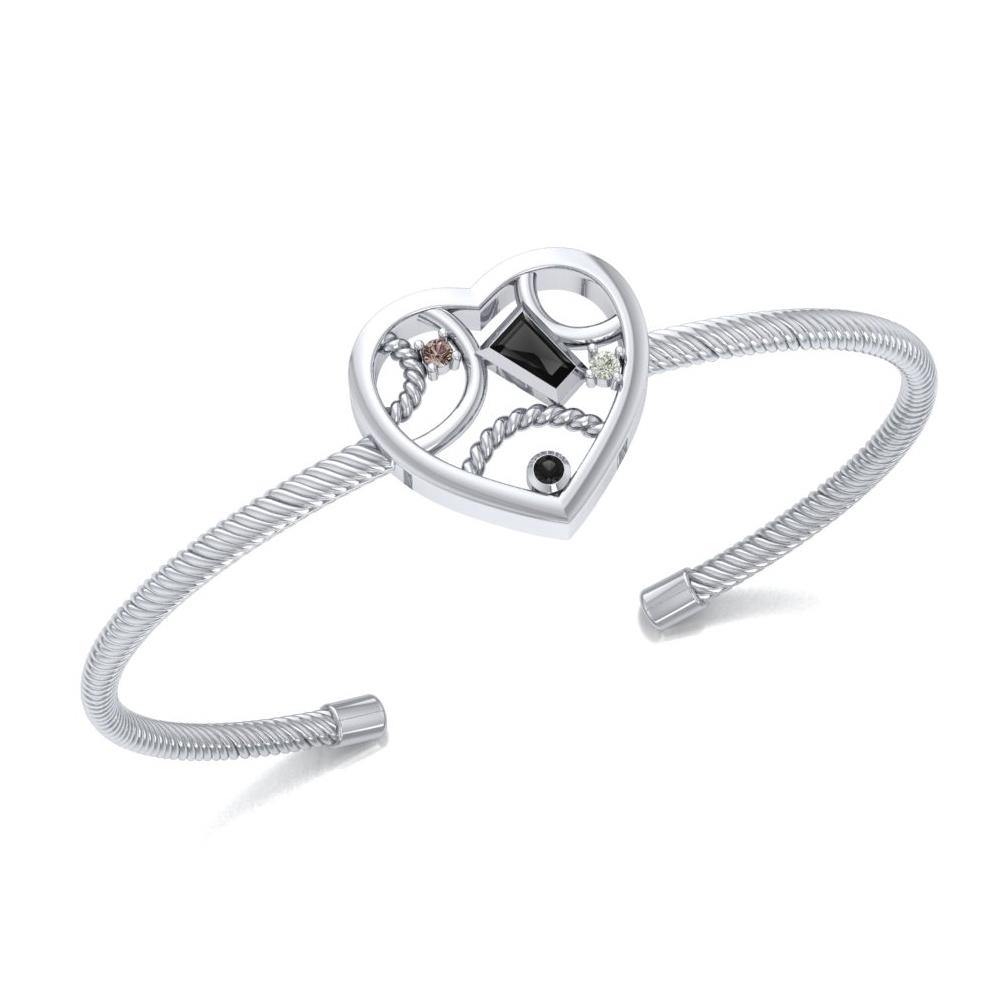 Fantastic Contemporary Design Heart Silver Cuff Bracelet TBA137 - Jewelry