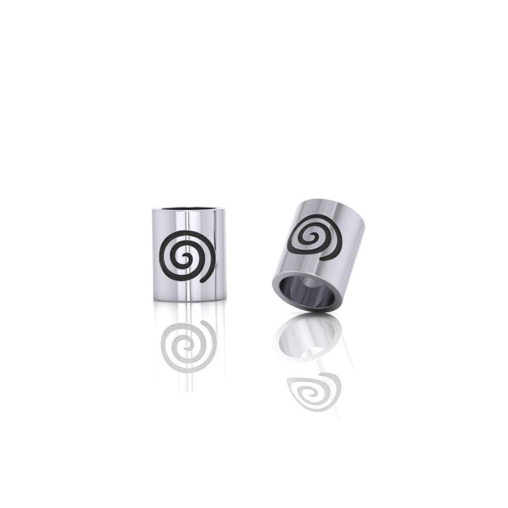 Cylinder with Spiral Silver Bead TBD017 - Jewelry