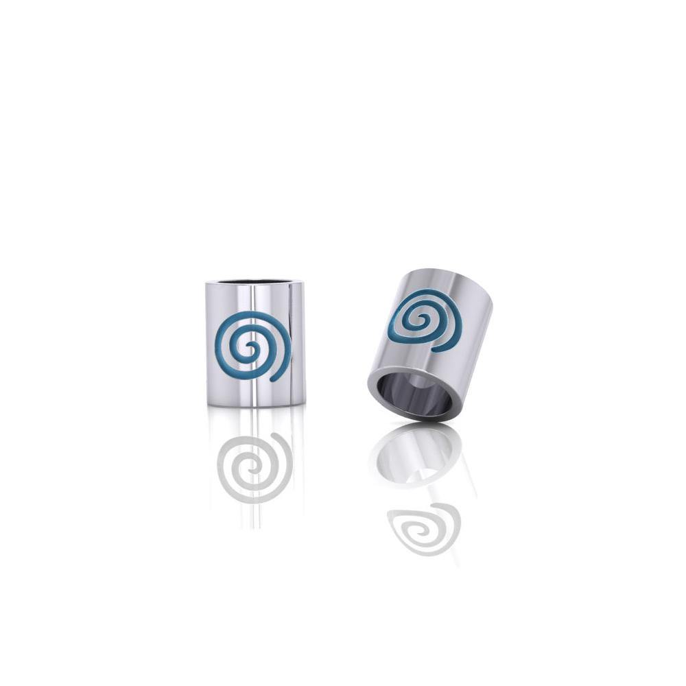 Cylinder with Spiral Silver Bead TBD017 - Jewelry