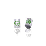 Cylinder with Spiral Silver Bead TBD017 - Jewelry