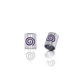 Cylinder with Spiral Silver Bead TBD017 - Jewelry