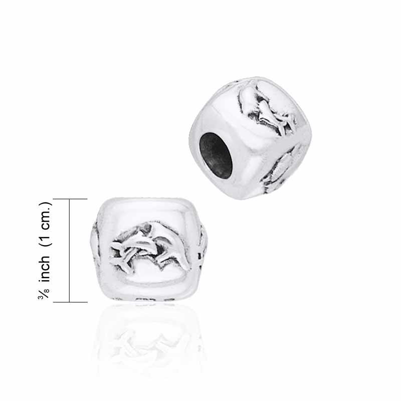 Square Dolphin Silver Bead TBD039 - Jewelry