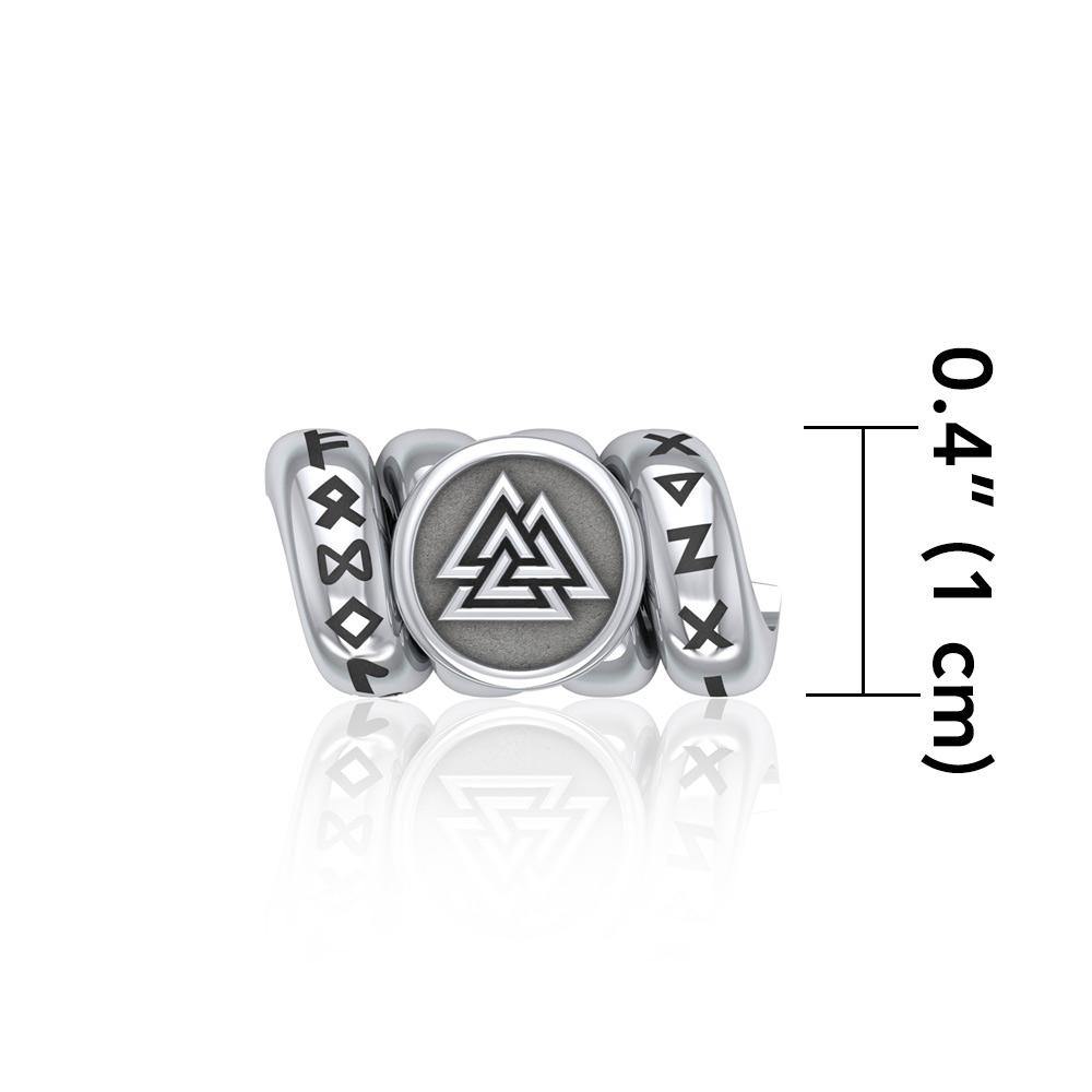 Norse Viking Valknut with Rune Symbol Silver Bead TBD362 - Jewelry