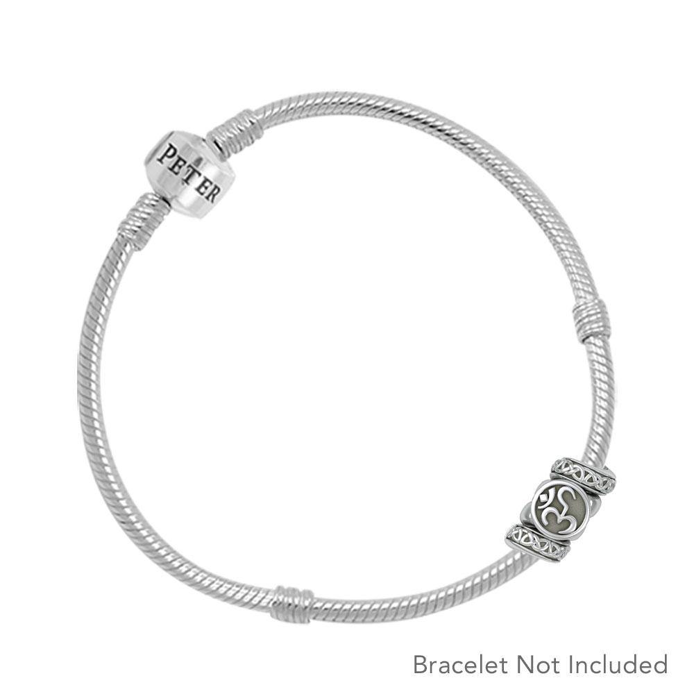 Om Symbol with Celtic Accented Silver Bead TBD364 - Jewelry