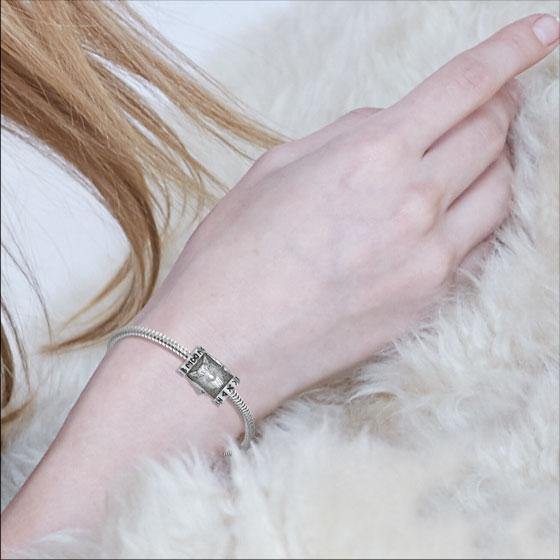 Wolf with Rune Symbol Silver Bead TBD366 - Jewelry