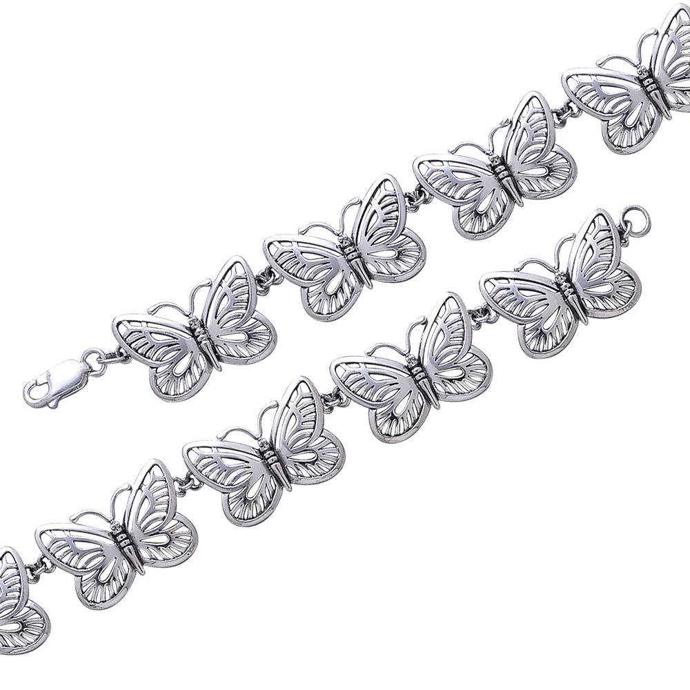 Channeling the butterflyโ€s spirit ~ Sterling Silver Jewelry Link Bracelet TBG220 - Jewelry
