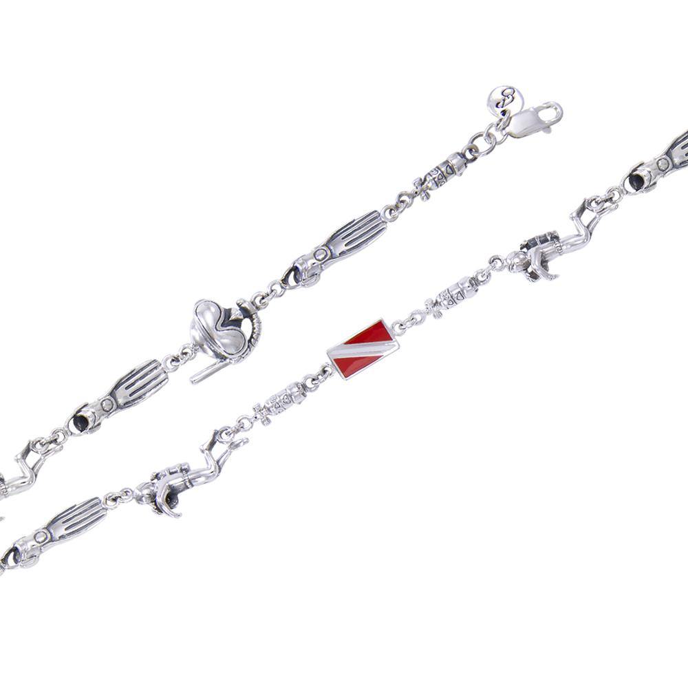 Flag and Dive Equipment Silver Bracelet TBG423 - Jewelry