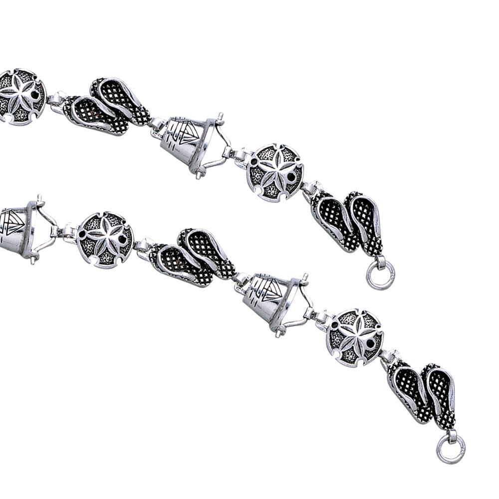 Itโ€s more fun in the sand ~ Sterling Silver Jewelry Link Bracelet TBG450 - Jewelry