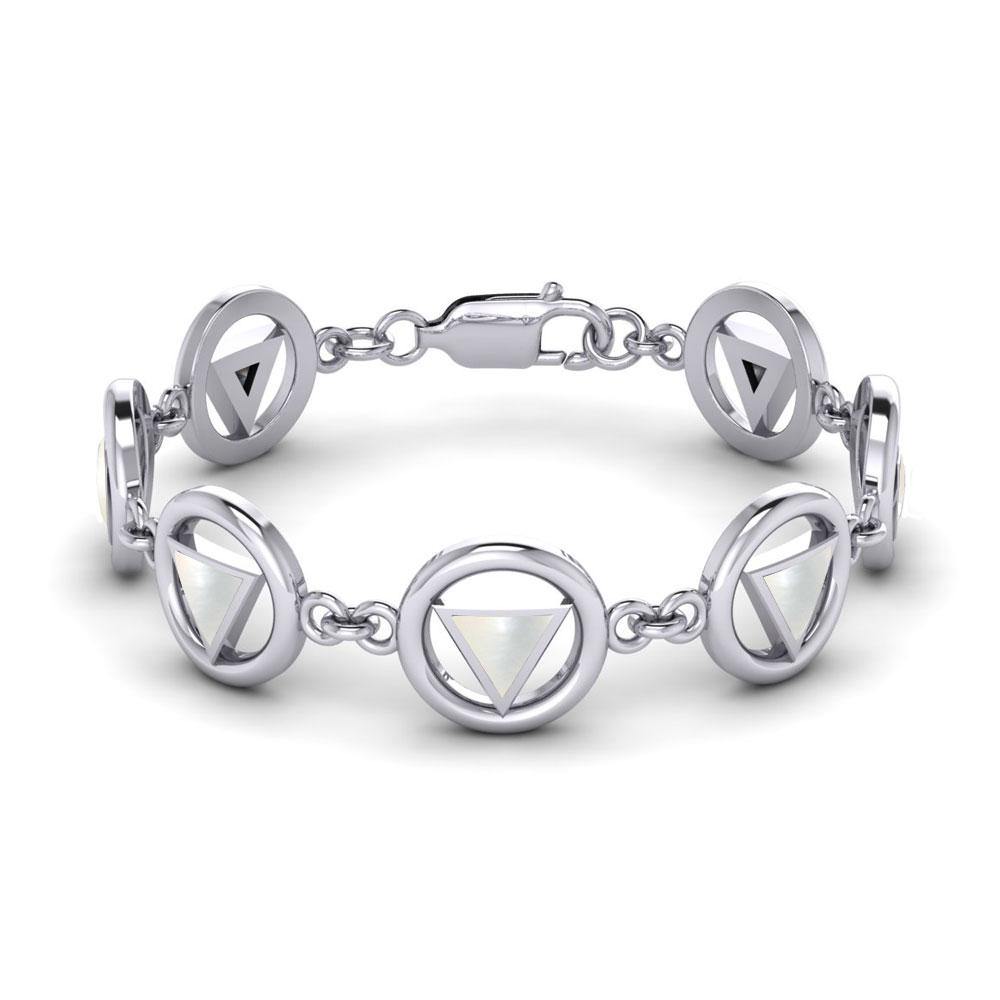 AA Symbol Silver Bracelet with Inlaid TBG689 - Jewelry