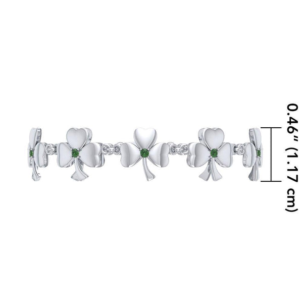 Celtic Shamrock Link Sterling Silver Bracelet TBG713