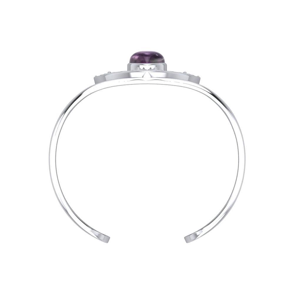 Chalice Well Silver Cuff Bracelet with Gemstone TBG734 - Jewelry