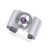 Chalice Well Silver Cuff Bracelet with Gemstone TBG734 - Jewelry