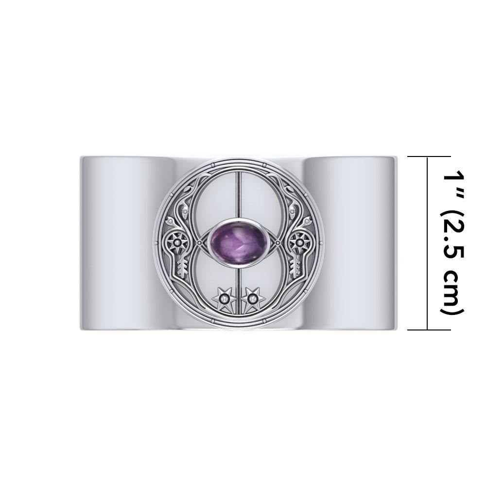 Chalice Well Silver Cuff Bracelet with Gemstone TBG734 - Jewelry