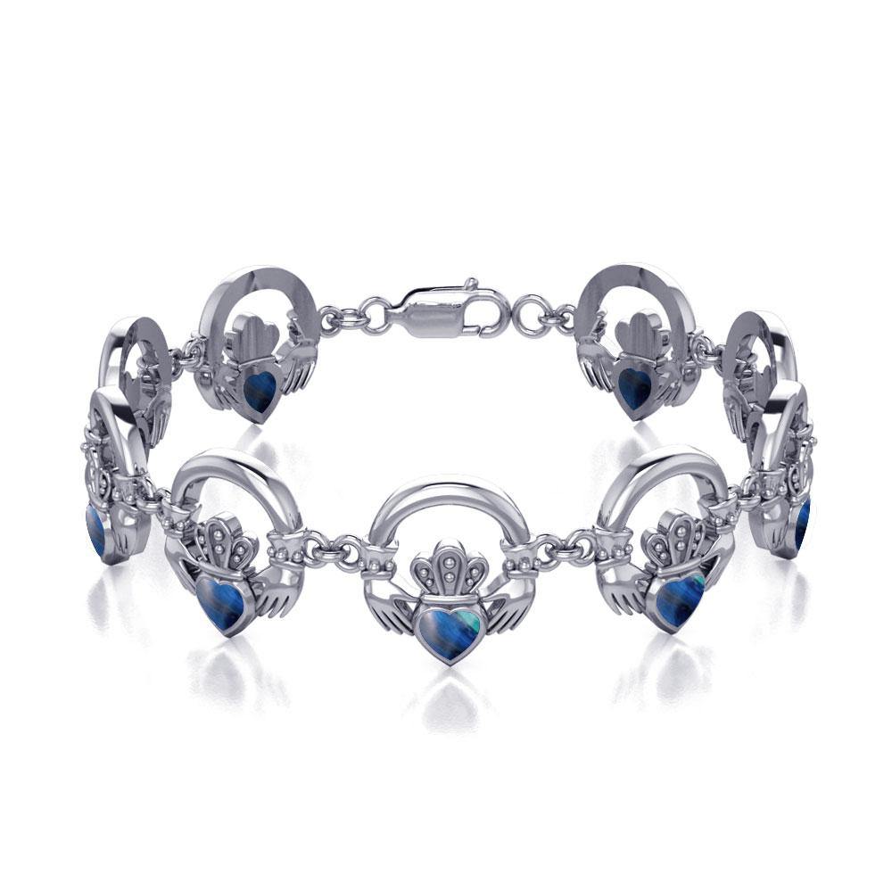 Irish Claddagh Silver Link Bracelet with Stone TBG738 - Jewelry