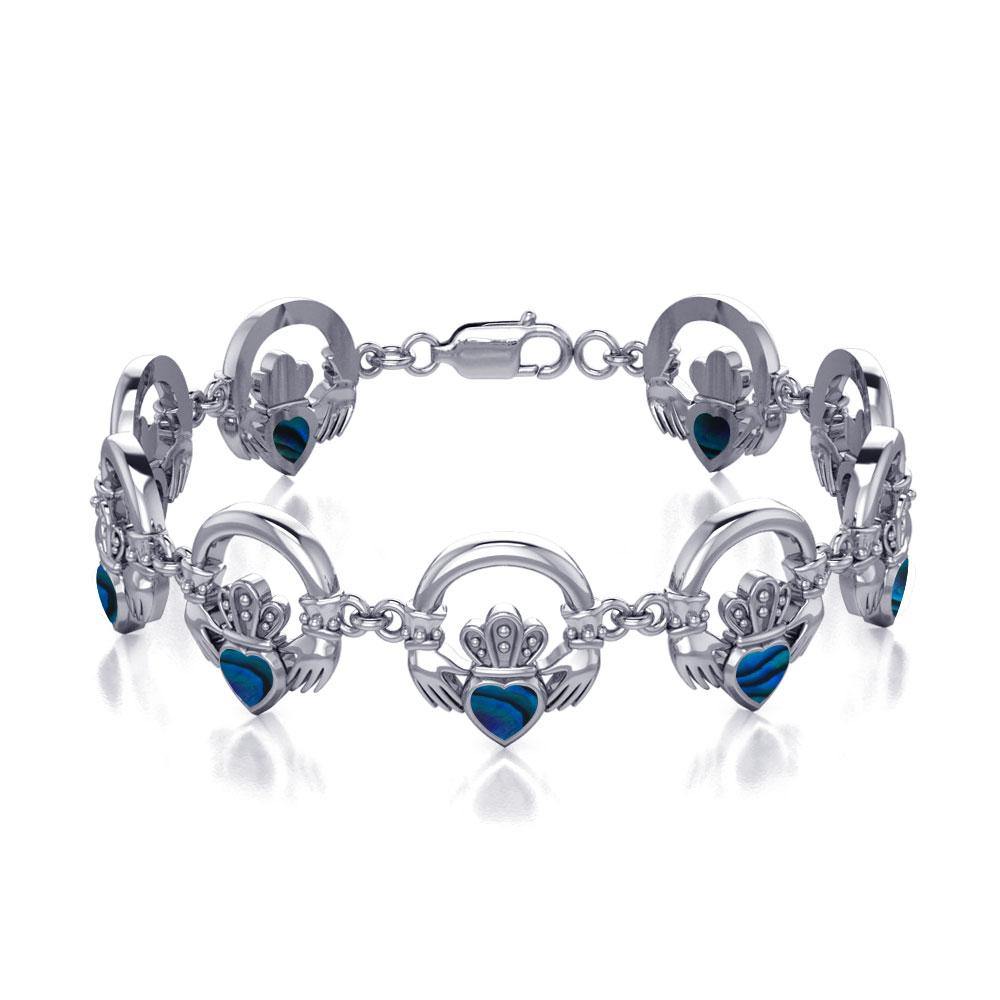Irish Claddagh Silver Link Bracelet with Stone TBG738 - Jewelry