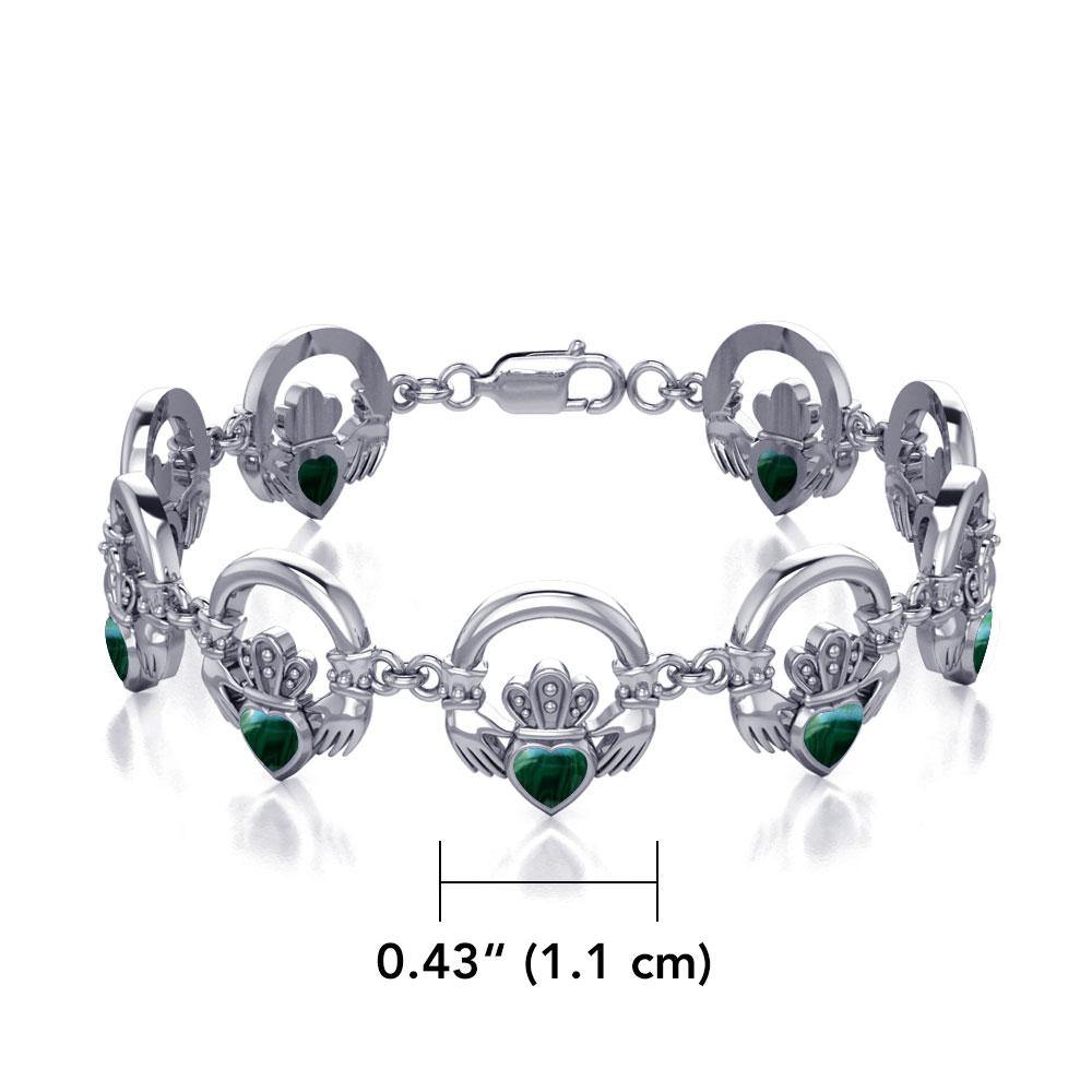 Irish Claddagh Silver Link Bracelet with Stone TBG738 - Jewelry