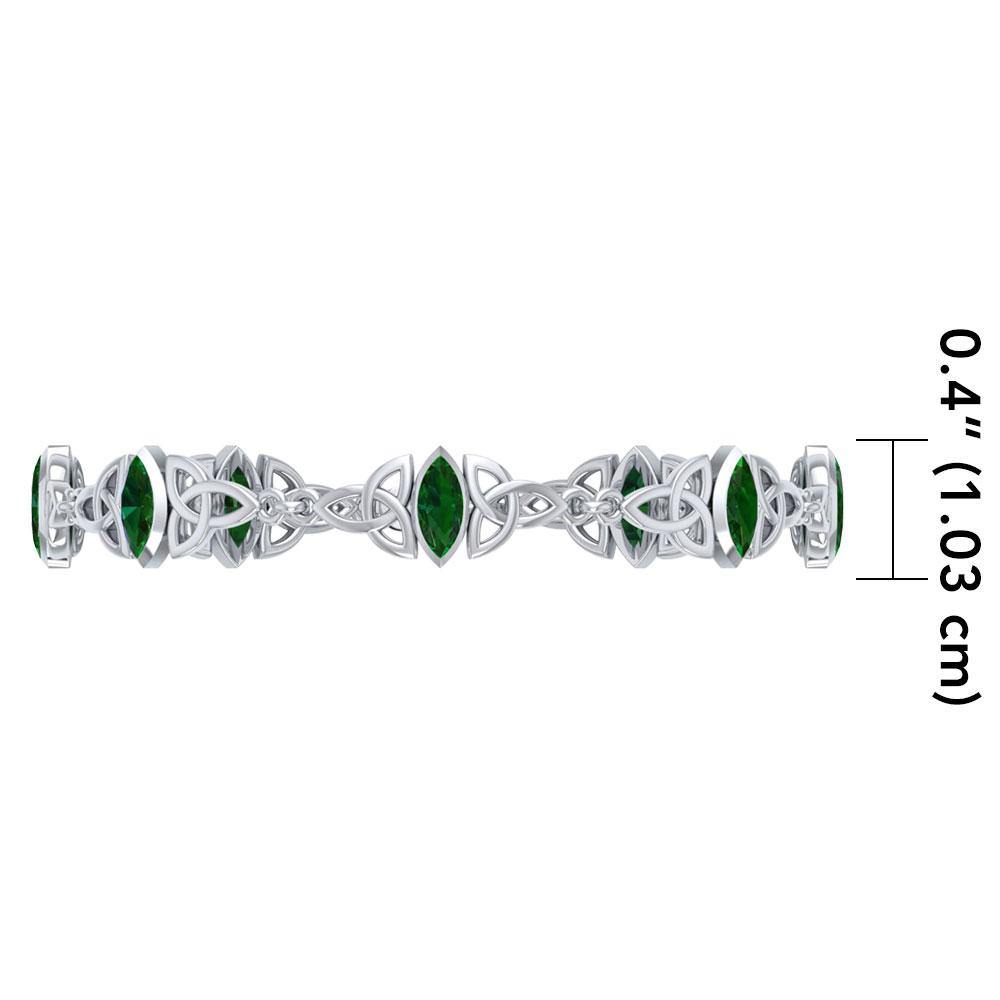 Silver Celtic Trinity Knot with Gemstone Link Bracelet TBG740 - Jewelry
