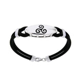 A balance of the mind, body, and spirit ~ Sterling Silver Celtic Triskele Leather Cord Bracelet TBL192 - Jewelry