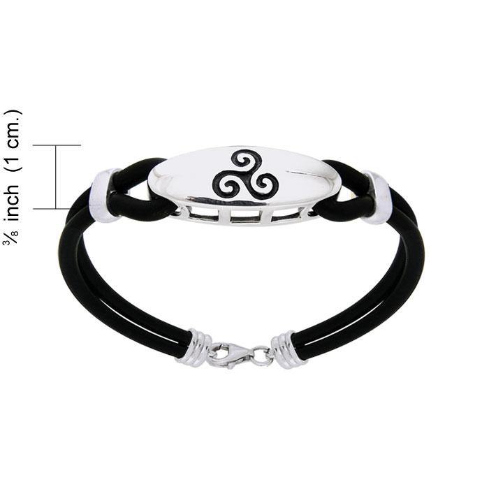 A balance of the mind, body, and spirit ~ Sterling Silver Celtic Triskele Leather Cord Bracelet TBL192 - Jewelry