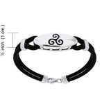 A balance of the mind, body, and spirit ~ Sterling Silver Celtic Triskele Leather Cord Bracelet TBL192 - Jewelry