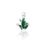 Silver Frog Charm with Green Enamel TCM099