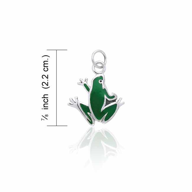 Silver Frog Charm with Green Enamel TCM099 - Jewelry