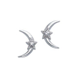 Crescent Moon and Star Gemstone Post Earrings TER1229 - Jewelry