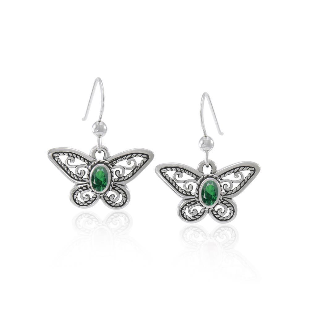 Delighted of the butterfly beauty ~ Sterling Silver Jewelry Earrings with Gemstone TER1237 - Jewelry
