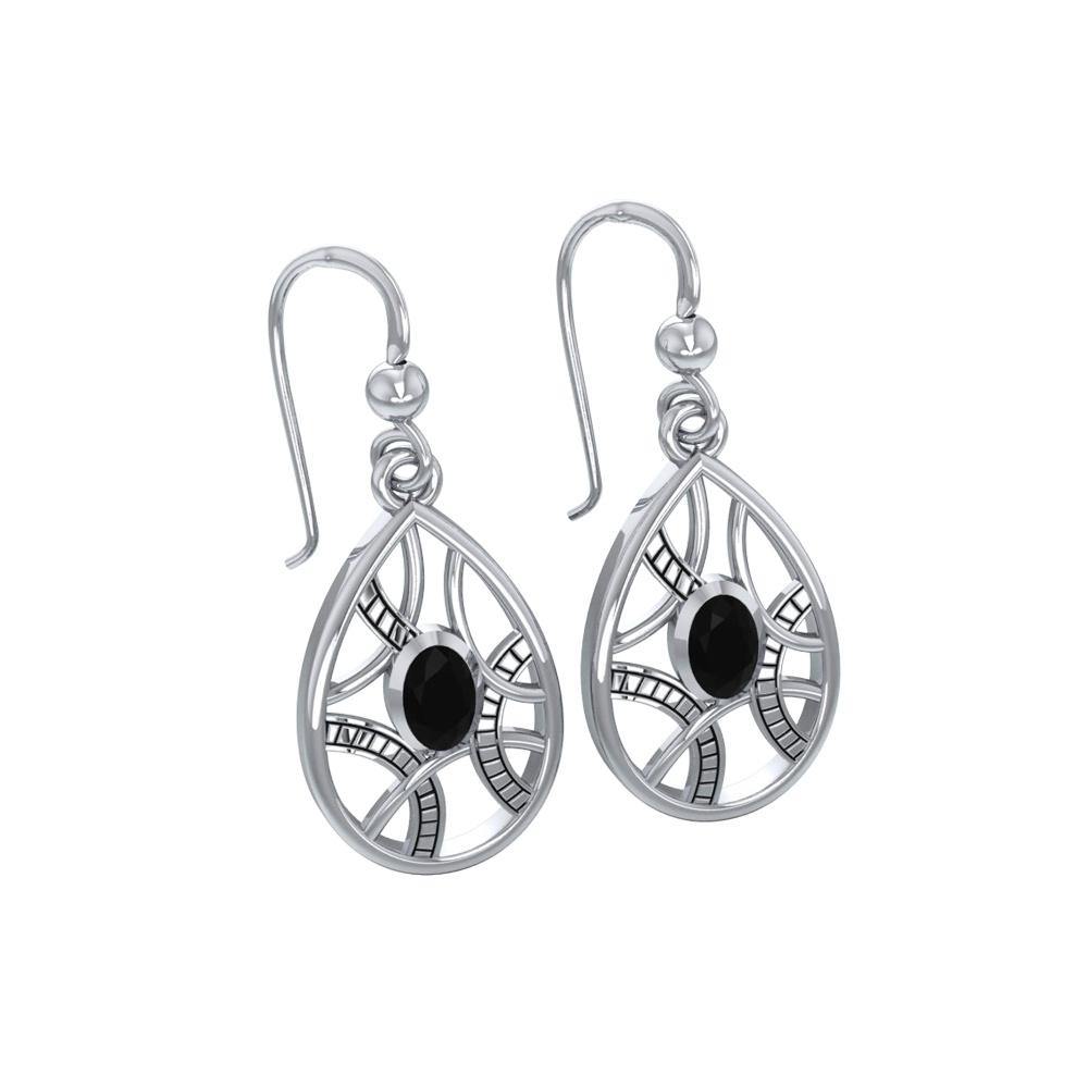 Contemporary Silver Earrings with Teardrop shape Gems TER1257 - Jewelry