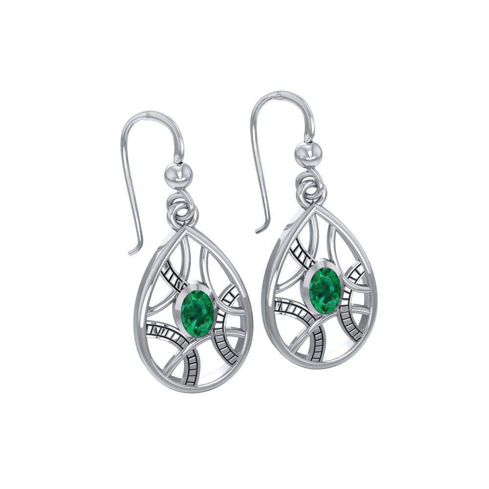 Contemporary Silver Earrings with Teardrop shape Gems TER1257 - Jewelry