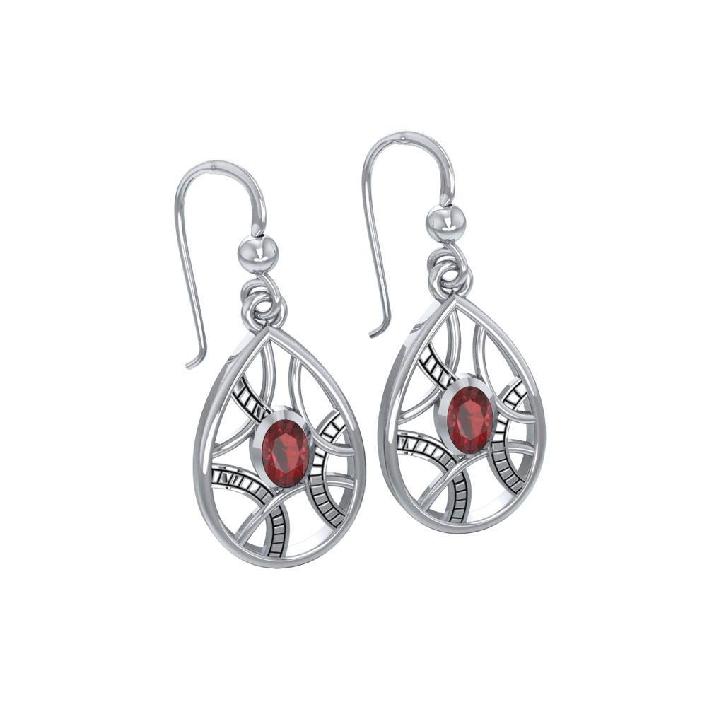 Contemporary Silver Earrings with Teardrop shape Gems TER1257 - Jewelry