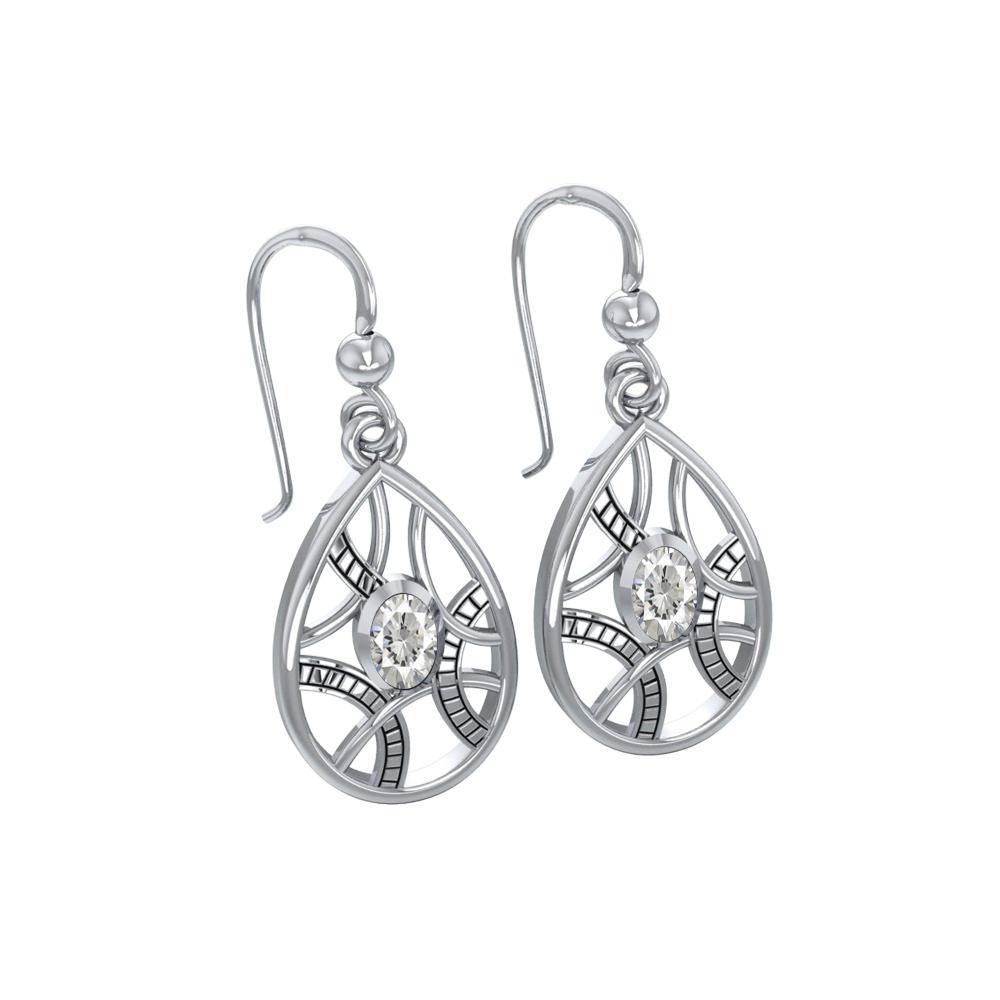 Contemporary Silver Earrings with Teardrop shape Gems TER1257 - Jewelry